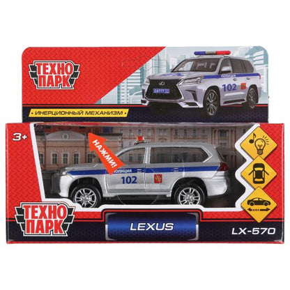 Машина металл свет-звук "LEXUS LX-570 ПОЛИЦИЯ"12см, откр. двери, инерц.в кор. Parc technologique dans le cor.2*36шт
