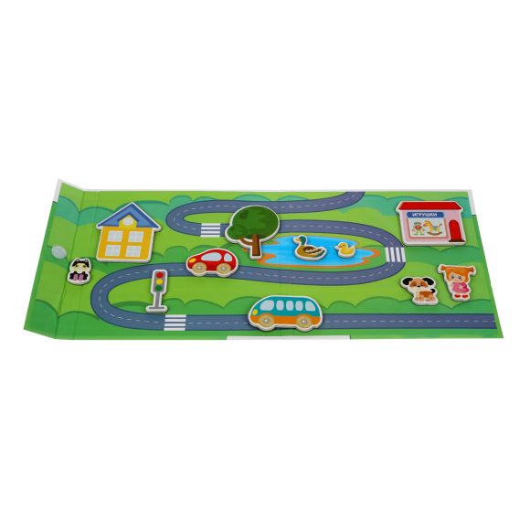 Игра магнитная развивающая. Магнитные истории "Городок" (книжка с игровым полем, 25 эл)