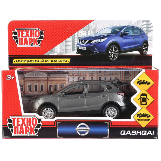 ТМ Технопарк. Machine en métal "NISSAN QASHQAI" 12 cm, à l'extérieur, bagage, инерц, СЕРЫЙ. dans le cor. dans le cor.2*36шт