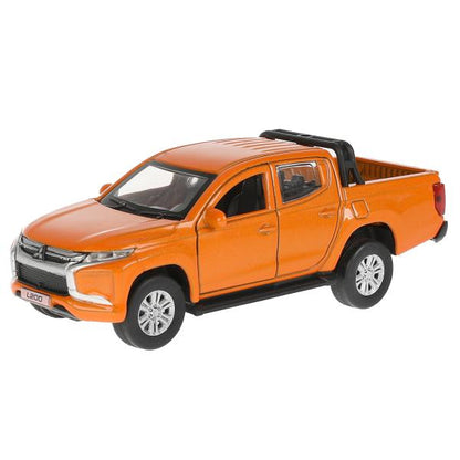 Машина металл "mitsubishi l200 pickup" дл 13 см, откр дв, багаж, инерц, оранжевый, в кор. Технопарк