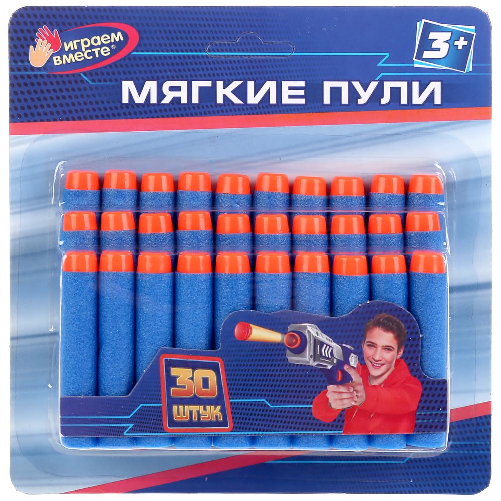 НАБОР ИЗ 30-И МЯГКИХ ПУЛЬ Д/БЛАСТЕРОВ "ИГРАЕМ ВМЕСТЕ" НА КАРТ (РУСС УП) 17*4,5*17,2СМ в кор.2*144наб