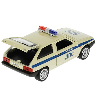 Машина металл LADA-2108/21099 МИЛИЦИЯ 12см, двер,баг,инерц, ассорт, дис. Технопарк уп-12шт в кор.6уп