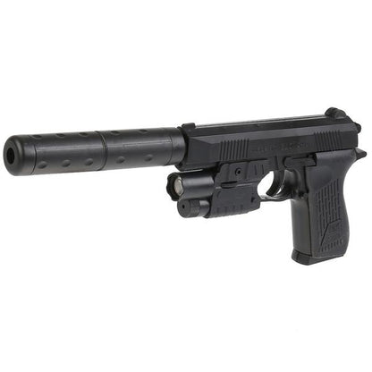 Пистолет (п) с лазер. прицелом, с фонариком, с глушителем, с пульками K2119 в пак. в кор.2*72шт