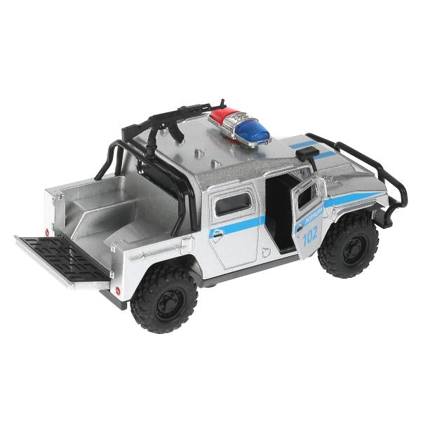 Technoparc. Machine "ВПК АМН Полиция" 12 cm, métal noir et blanc, sac, art.AMNPICKUP-12SL-POL-GY