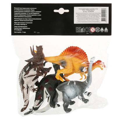 Jeu de dinosaures en plastique, 4 pièces dans un paquet. (русс. уп.) Играем вместе в кор.2*60наб