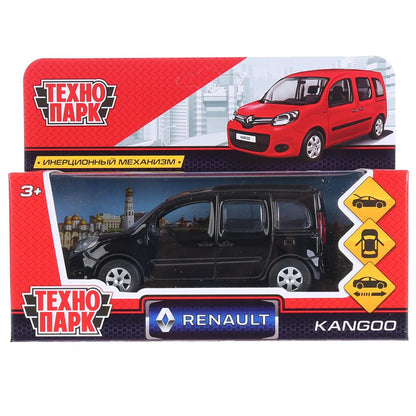 ТМ Технопарк. Machine en métal "RENAULT KANGOO" 12 cm, ouverte. двери, инерц., ЧЕРНЫЙ в кор. dans le cor.2*36шт