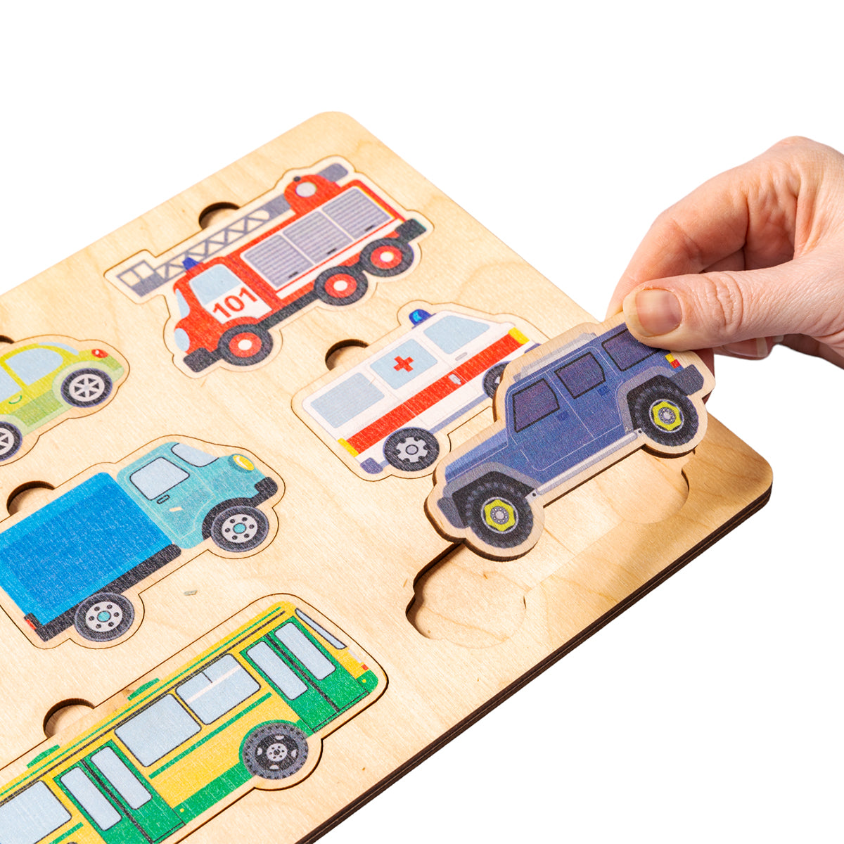 ИГРА РАЗВИВАЮЩАЯ ДЕРЕВЯННАЯ "АВТОМОБИЛИ" (30Х21СМ) в кор.15шт