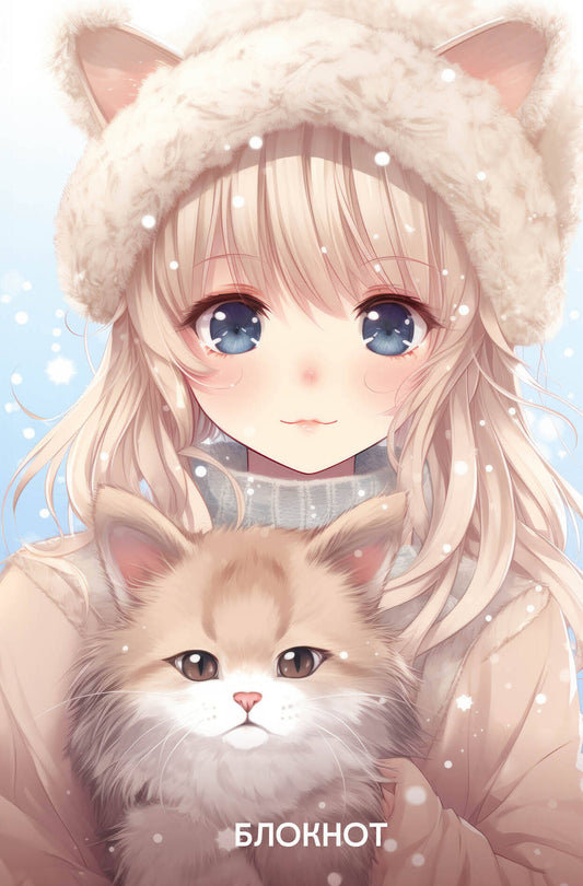 Аниме. Новогодний блокнот (А5, 64 л., цветной блок, голубой)