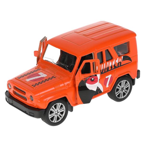 Машина металл UAZ HUNTER, 11,5 см, дв., багаж., инерц., оранж., кор. Технопарк в кор.2*24шт