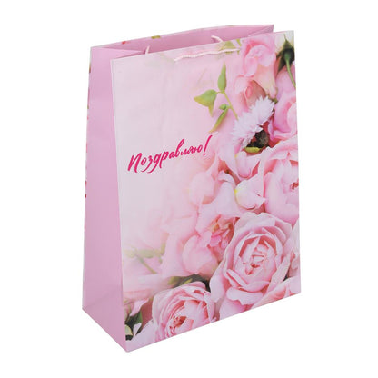 Пакет подарочный МАТОВЫЙ xl,розочки,140 гр/м2 ЧУДО ПРАЗДНИК в кор.5*12шт