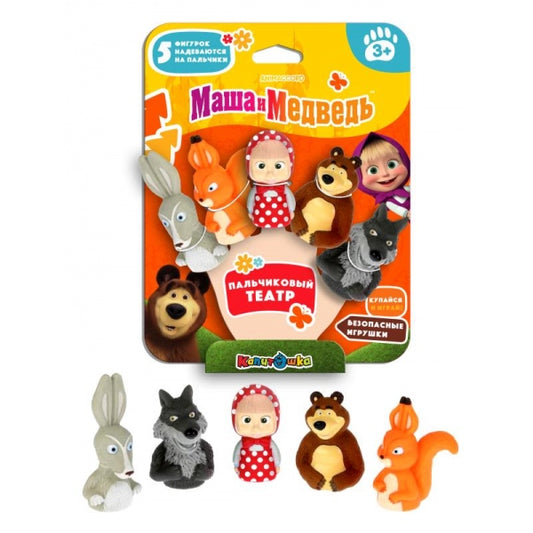 LX-FT1801-B01 (24) Игрушка пластизоль для ванны Маша и Медведь пальчиковый театр КАПИТОШКА в кор.2*1