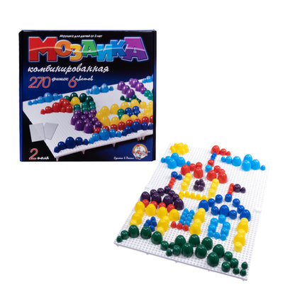 Мозаика комбинированная. 270 фишек, 6 цветов, 2 поля (10мм, 15мм, 20мм)
