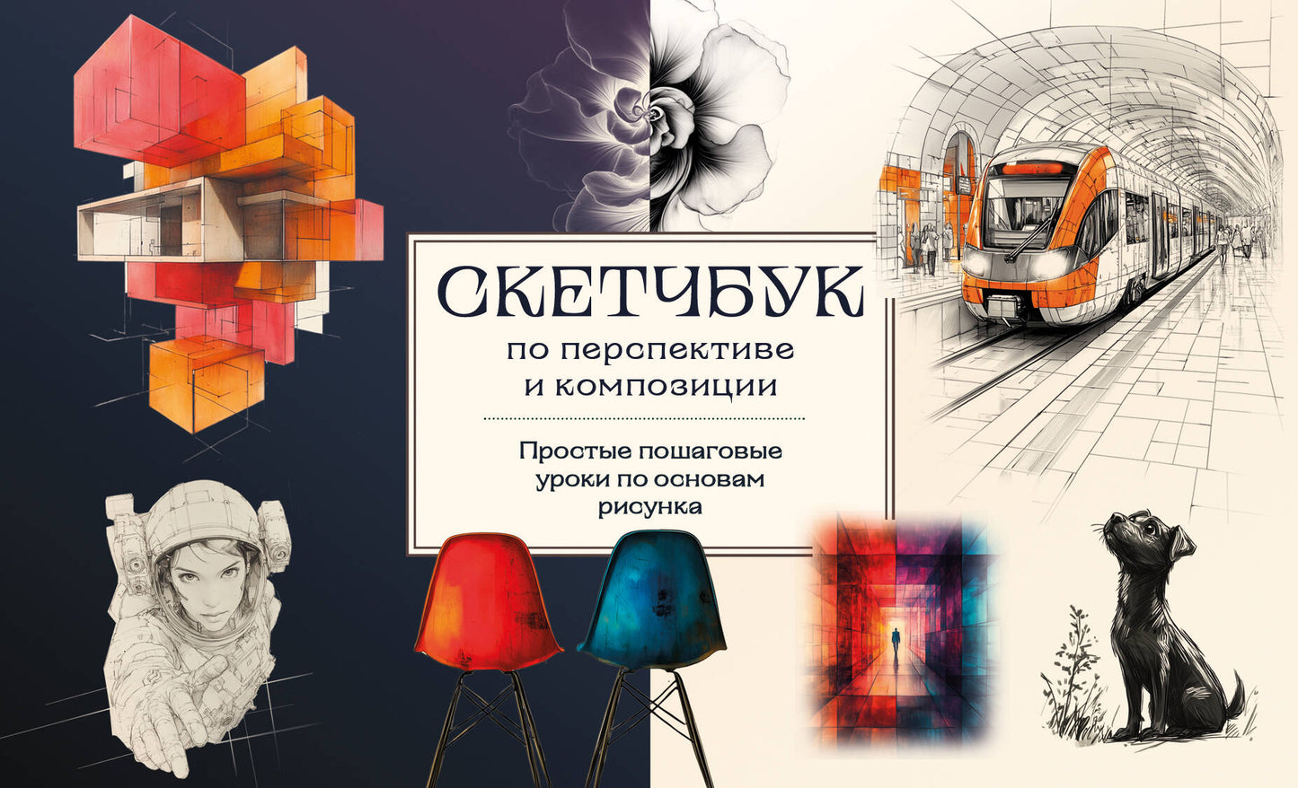 Le croquis présente une perspective et une composition. Простые пошаговые уроки по основам рисунка