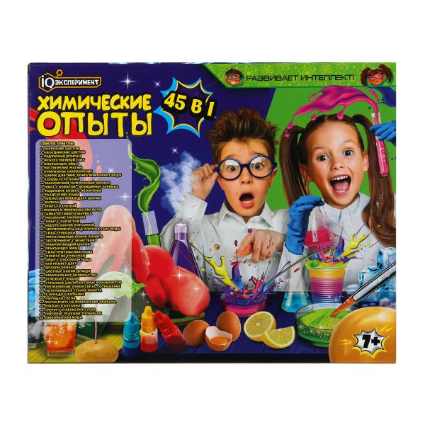 Набор опытов химия, 45-в-1 IQ Эксперимент в кор.8шт