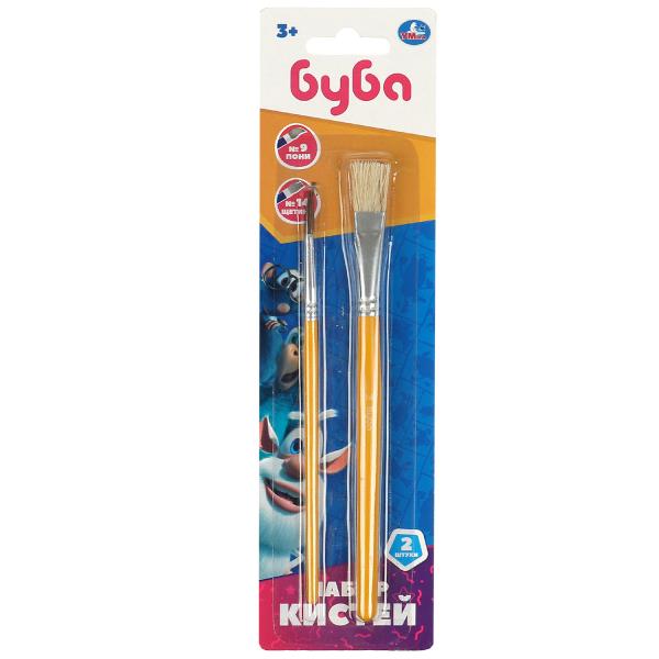 Набор кистей БУБА 2 шт (пони №9, щетина №14), блистер Умка в кор.12*24наб