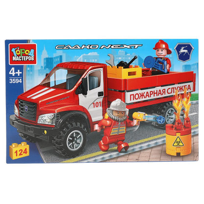 "Группа ГАЗ" конструктор "газ садко некст с пожарниками", 124дет. в кор "Город мастеров" в кор2*18шт