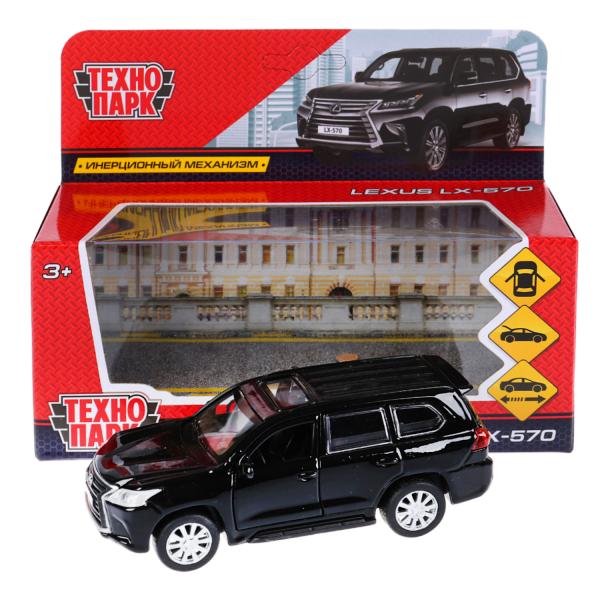LX570-BK 280930 Machine en métal LEXUS LX-570 pour 12 cm, double, bagage, moteur, noir, couleur. Technopar