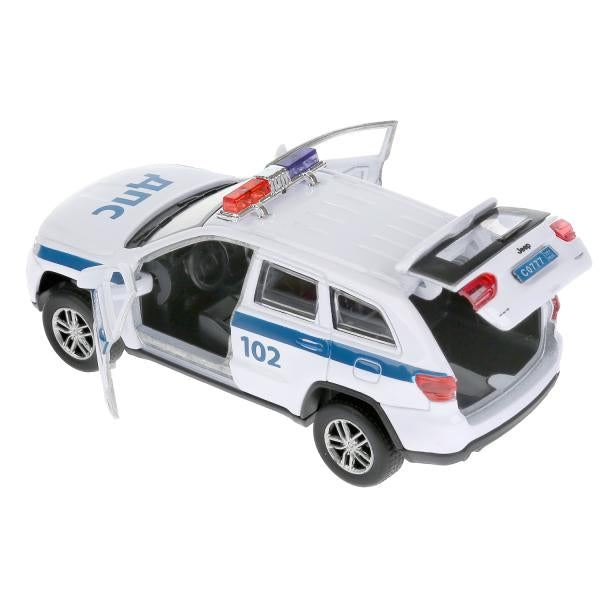 CHEROKEE-12POL-WH Machine en métal "jeep grand cherokee police" 12 cm, iner., bel en cor. Parc technologique