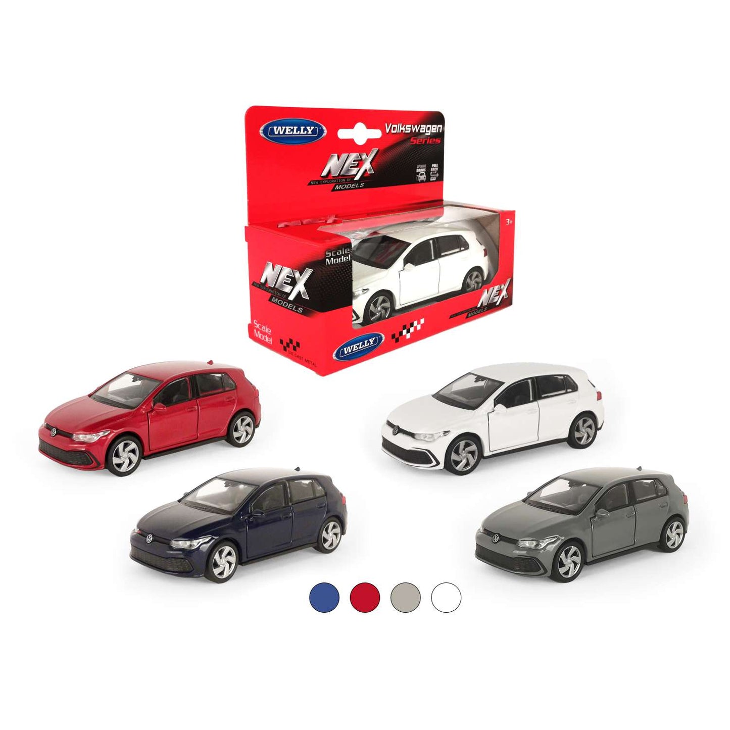 Welly. Машинка 1:38 "Volkswagen Series" пруж. мех., цв. в ассорт. арт.43615W