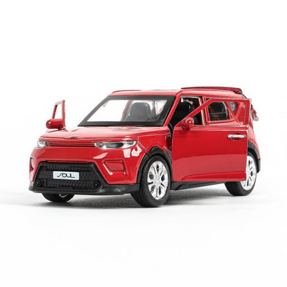 Машина металл KIA soul длина 12 см, двери, багаж., инерц, красный, кор. Технопарк в кор.2*36шт