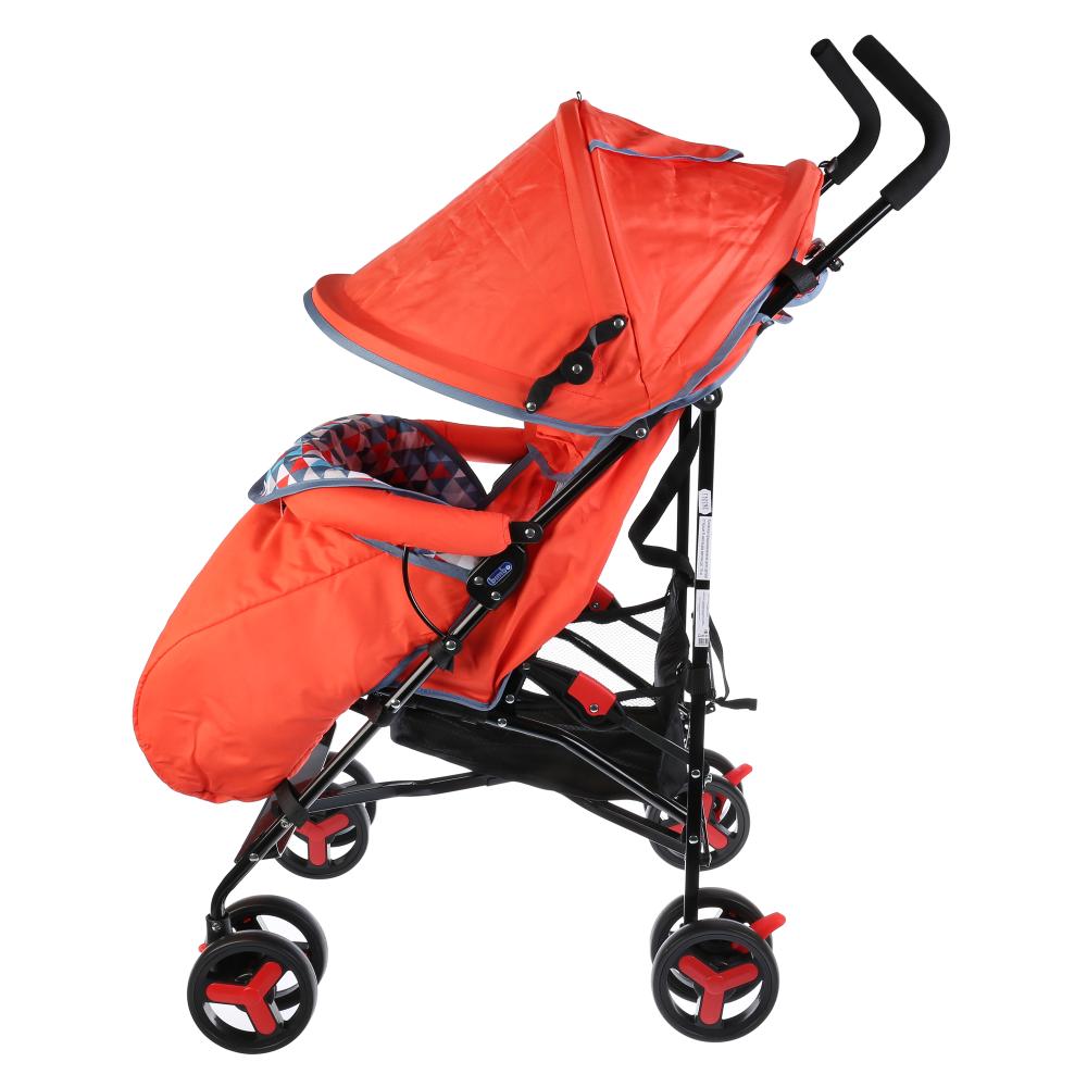 КОЛЯСКА-ТРОСТЬ "BIMBO" КОЛЕСА 8*5,5", ГЛУБОКОЕ КАНАПЕ, ЧЕХОЛ, 3 ТОЧ. РЕМЕНЬ, ЦВЕТ КРАСНЫЙ в кор.4шт