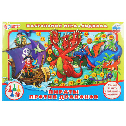 НАСТОЛЬНАЯ ИГРА-ХОДИЛКА "УМНЫЕ ИГРЫ" ПИРАТЫ ПРОТИВ ДРАКОНОВ в кор.20шт