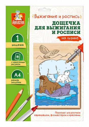 Выжигание. Дощечка для выжигания и росписи 1 шт "На льдине" А4 (convertir)