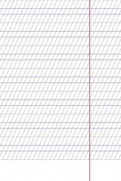 Тетрадь 12 листов, две линии с частыми наклонными с дополнительными горизонтальными