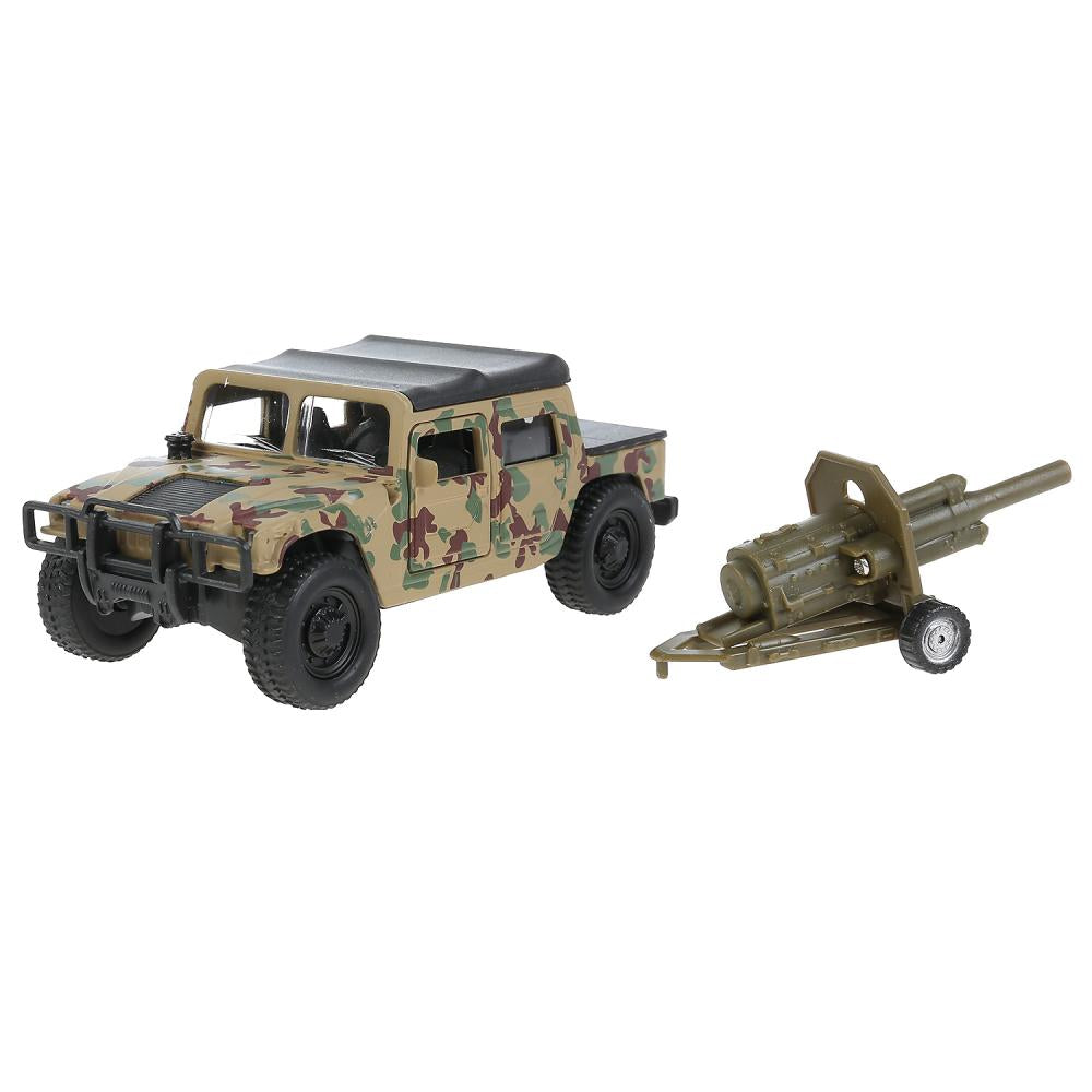Machine en métal HUMMER h1 вс ПИКАП, 11 см, дв., баг., инер.+пушка, кор Технопарк в кор.2*12шт