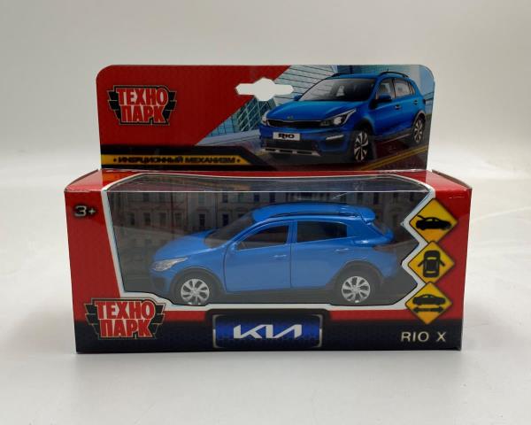 Машина металл KIA RIO X длина 12 см, двери, багаж, инерц, синий, кор. Технопарк в кор.2*36шт