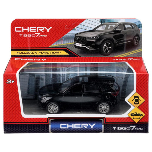 Машина металл chery tiggo 7 pro длина 10,5 см, инерц, черный, в кор - в кор.2*36шт