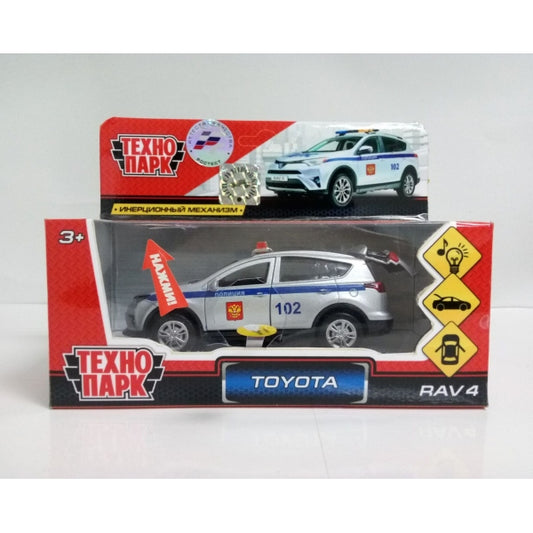 ТМ Технопарк.Машина металл"TOYOTA RAV4 ПОЛИЦИЯ",дл 12 см, св-зв, откр дв, багаж, инерц. dans le cor.2*36шт