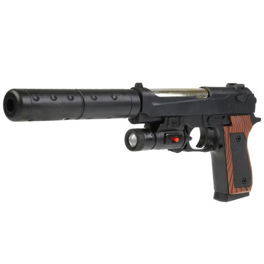 Пистолет (п) с глушителем, со светом, с пульками P2117 в пак. в кор.2*72шт