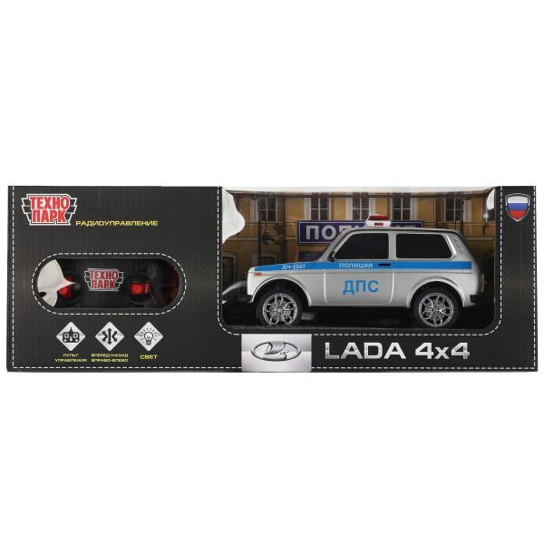 LADA4X4-18LPOL-GY 327204 Machine pour LADA ПОЛИЦИЯ 4x4 18 см, свет, сер, kor. Parc technologique à Cor.24шт