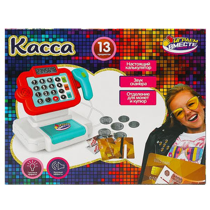 Касса свет-звук, калькулятор, кор.24*19,5*14,5см ИГРАЕМ ВМЕСТЕ в кор.2*18шт