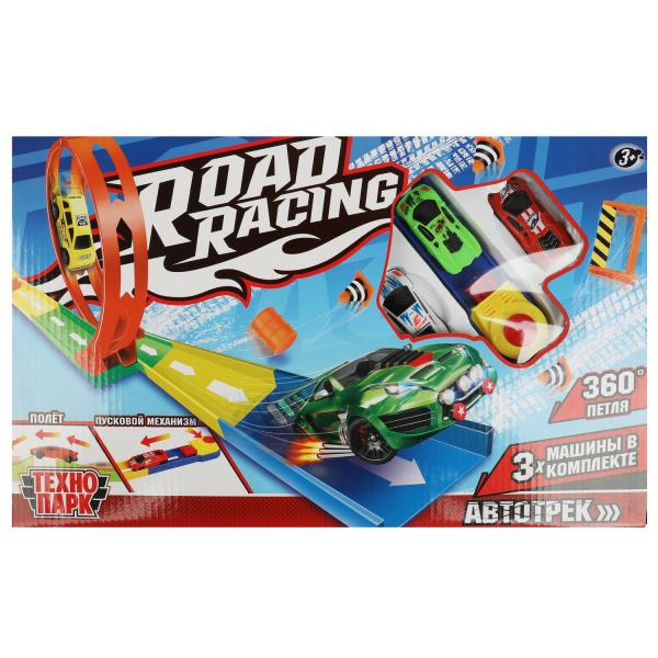 Игрушка пластик ROAD RACING автотрек 3 машинки, 1 петля, кор. Технопарк в кор.2*30шт