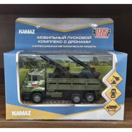 Машинa металл KAMAZ комплекс с дронами, 12 см, двери, инерция, багажник Технопарк в кор.2*24шт