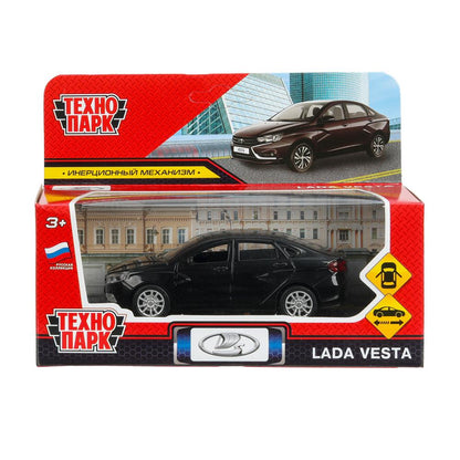 Машина металл LADA vesta 11,5 см, двери, черный, кор. Технопарк в кор.2*36шт