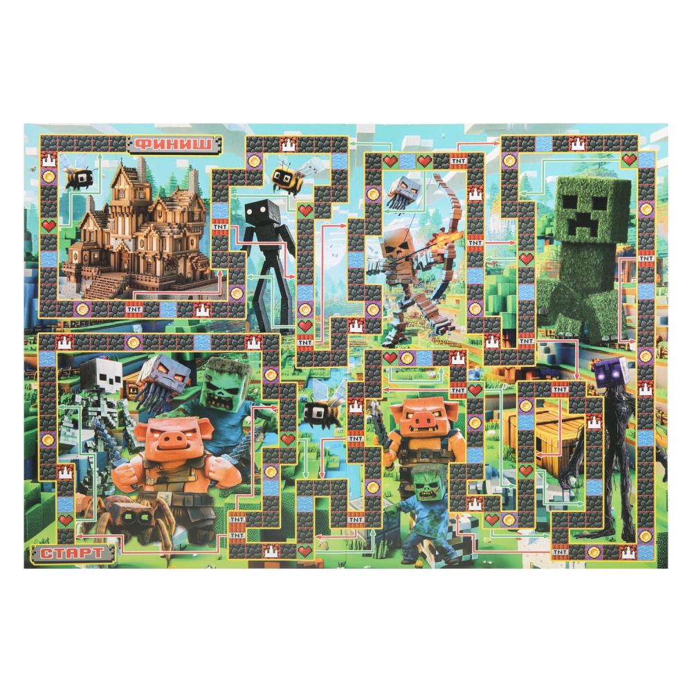 По мотивам Minecraft. Настольная игра-ходилка. 217х330х27 мм. Умные игры в кор.20шт