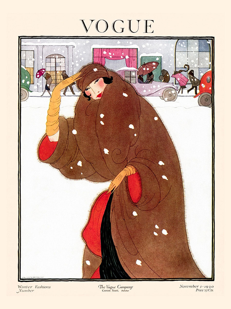 VOGUE. Дама в шубе и перчатках. Серия плакатов. Формат А4.