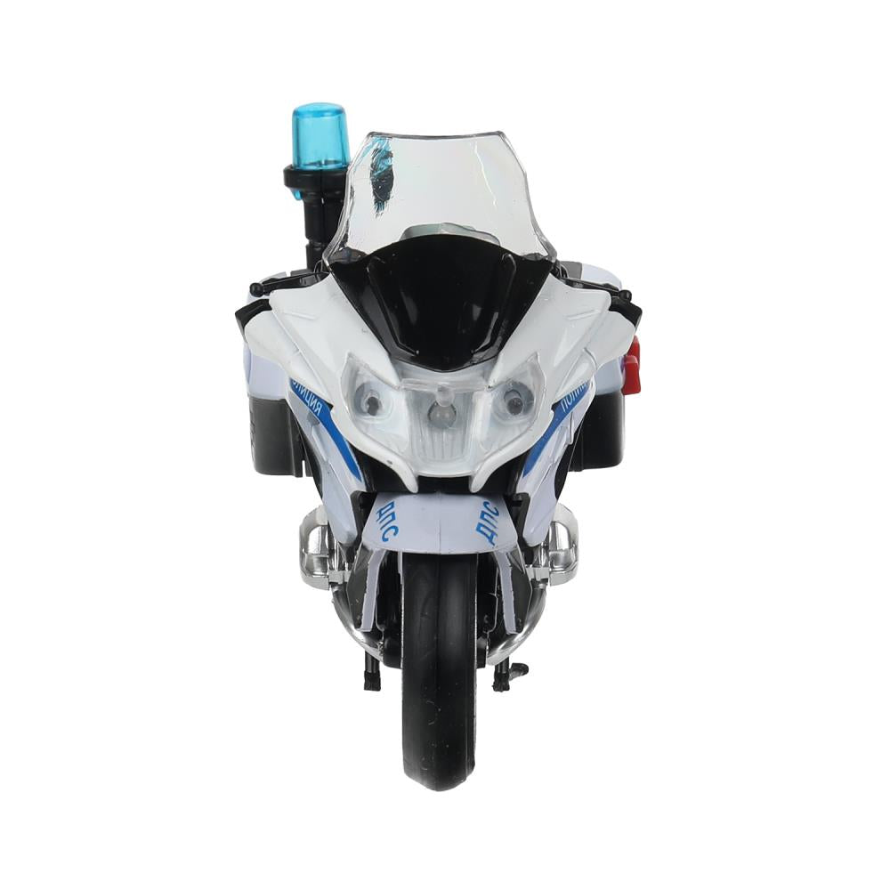 Модель металл свет-звук МОТОЦИКЛ BMW R1200 RT 13 см, подвиж дет, белый, кор. Технопарк в кор.2*24шт
