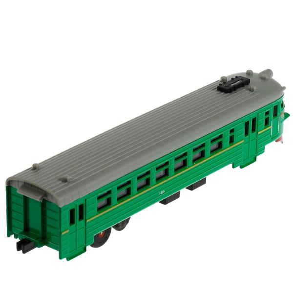 COMTRAIN-19SL-GN Модель металл свет-звук ЭЛЕКТРИЧКА длина 19 см, двери, инерц, зеленый, кор. Технопа