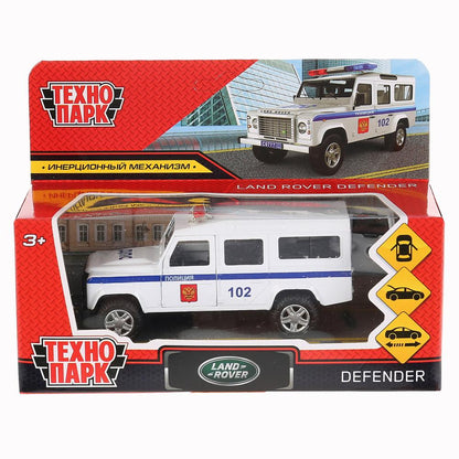Машина металл Land Rover Defender полиция 12см,откр.двери,инерц.,белый в кор. Parc technologique dans le cor.2*36шт