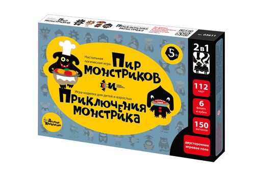 ИГРА НАСТОЛЬНАЯ 2 В 1 "ПИР МОНСТРИКОВ. ПРИКЛЮЧЕНИЯ МОНСТРИКА" в cor.5шт
