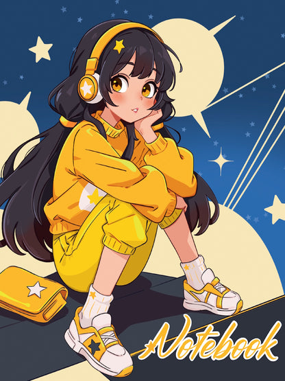 Mon Art. БЛОКНОТ в клетку Mon gros carnet. Девочка в наушниках