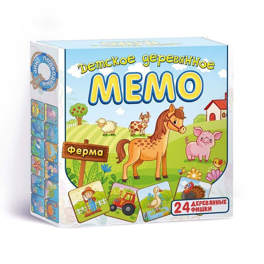 Детское деревянное Мемо "Ферма" 24 дет. арт.8498 /36