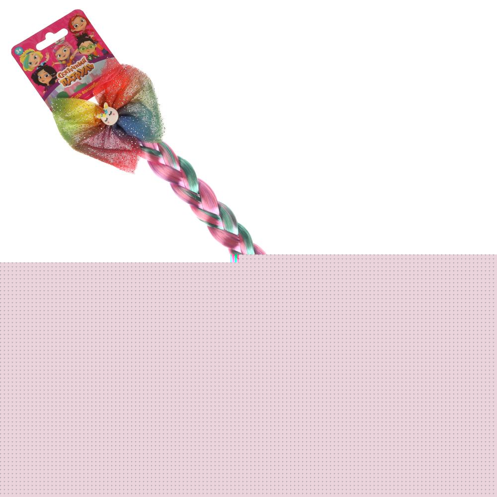 Аксесс д/девочек СКАЗОЧНЫЙ ПАТРУЛЬ резинка с косой/banт (rose/фиол/бирюз)МИЛАЯ ЛЕДИ уп-10шт в kor50up