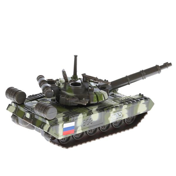 Машина металл Танк T-90 12см, инерц. механизм., подвиж. детали в русс. кор. Технопарк в кор.2*24шт