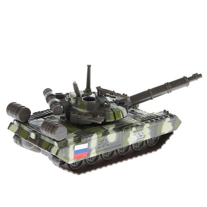 Машина металл Танк T-90 12см, инерц. механизм., подвиж. детали в русс. кор. Технопарк в кор.2*24шт