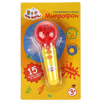 Microfone ТРИ КОТА 15 pens, fr et zvokov, appplodismentes, svet, на блист Умка в кор.2*48шт